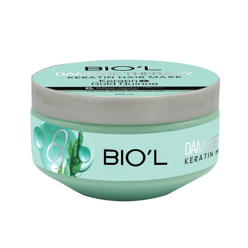 ماسک مو بیول مدل Damage Therapy، مناسب موی خشک و آسیب دیده، بدون سولفات، حجم 220 میلی لیتر