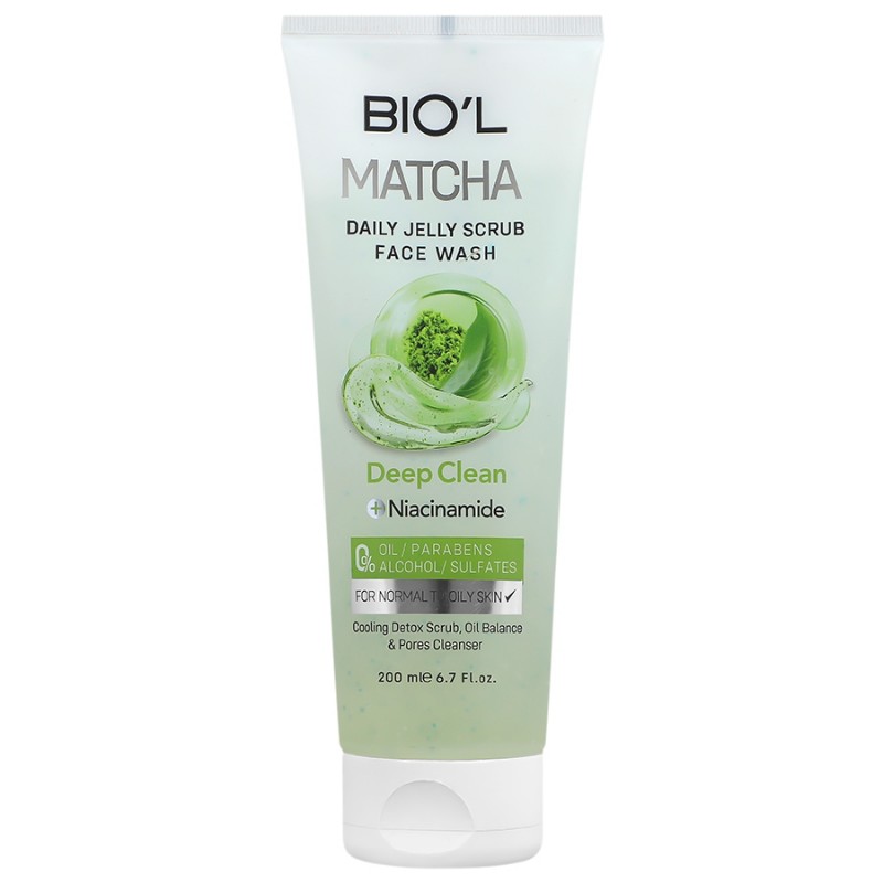 فیس واش ژلی بیول حاوی عصاره ماچا مناسب پوست نرمال تا چرب حجم 200 میلی لیتر